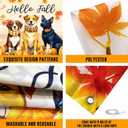 Hello Fall Photography Backdrop Autumn Maple Leaves Dog Pumpkin Friendsgiving Background Thanksgiving Party Supplies Farm Harvest Banner Photo Booth 72 x 44 Inch