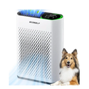 Air Purifier for Large Room, Cleans 2,400 ft² in 30 Mins, 3-Stage True HEPA, 360° Airflow, Large Touch Display Control, Real-Time Air Quality (PM2.5) Display, Ultra-Quiet 20dB Sleep Mode, HAP602 White