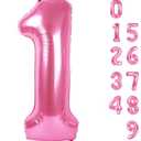 Number Balloons 1, 40 Inch Ballons for Girl Boy 1st 1 11 21 Birthday Decorations Baby Shower Photo Shoot, Pink One Balloons