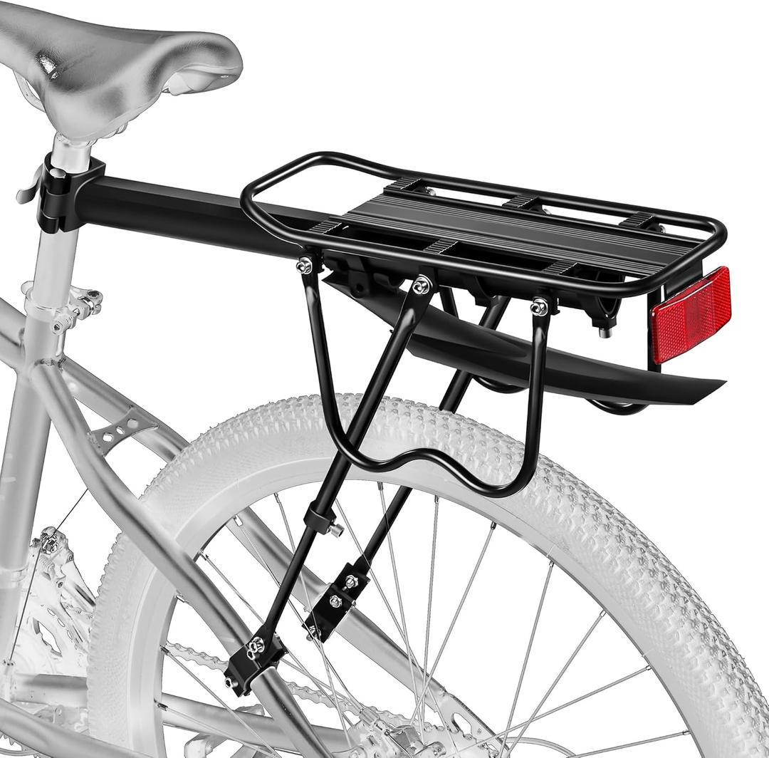 Rear Bike Rack,Bike Cargo Rack w/Fender & Large Size Reflective,Quick Release Mountain Road Bicycle Rear Racks,Universal Bike Luggage Rack,Large Capacity Bike Pannier Rack,YONTUO