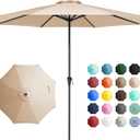 JEAREY 11' Patio Umbrellas Outdoor Table Market Umbrella w/Crank, 8 Sturdy Ribs, UV Protection Windproof for Garden, Deck, Backyard, Pool(Beige)