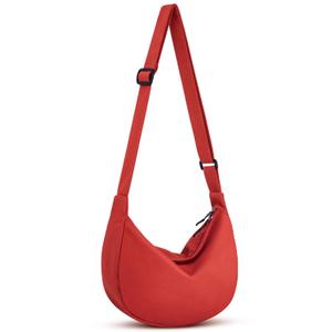 Crossbody Sling Bag for Women Men Trendy, Crescent Bag with Adjustable Strap, 2 Zippers Lightweight Nylon