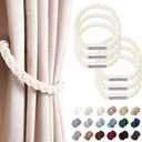 NICEEC 6 Pack Strong Magnetic Curtain Tiebacks Modern Simple Style Drape Tie Backs Convenient Decorative Weave Rope Curtain Holdbacks for Thin or Thick Home & Office Window Draperies (Cream)