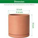 D'vine Dev Large 10 Inch Terracotta Plant Pot with Drainage Hole and Saucer, Round Cylinder Planter Pot for Indoor Plants, 40-X-A-5