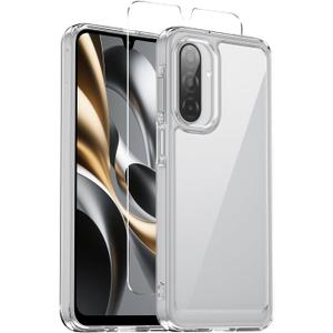 Starhemei for Galaxy A17 5G Case, Screen Protector, PC Back&TPU Bumper Soft Cover Shockproof Protective for Women Girls Slim Fit Flower Cover for Samsung Galaxy A17 5G 2025 (Clear)