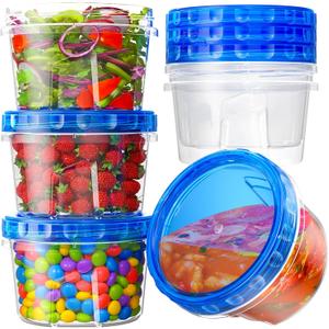6 Pack-17oz Freezer Storage Containers, Plastic Food Storage Containers with Twist Top Lids, BPA Free and Reusable Soup Containers with Lid, Microwave and Dishwasher Safe
