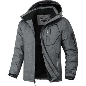 Men's Ski Jacket Winter Warm Snow Coat Waterproof Windbreaker Hooded Work Outerwear Snowboarding Jackets (X-Large, Charcoal Heather)