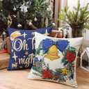 2 x Artscope Christmas Oh Holy Night Merry Bright Jesus Wreath Throw Pillow Covers 20x20 Inch Set of 4, Winter Hoilday Christmas Decoration Pillow Cases for Home Sofa Couch Decor-Blue