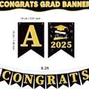 OHOME Graduation Decorations 2025 - Congratulations Banner - 2025 Graduation Party Decorations - Black Gold Congrats Grad Banner Party Supplies