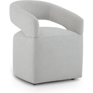 KISLOT Upholstered Dining Chairs with Casters Modern Barrel Side Armchair with Rollers for Diningroom Bedroom Livingroom Reading Room,Gray,1PCS