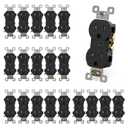 AIDA 20 Amps Outlets Duplex Electrical Receptacle Outlets, Tamper Resistant, Heavy-Duty Receptacle Wall Outlet, Residential, TR, 3-Wire, Self-Grounding Clip, NEMA 5-20R, UL Listed (20 Pack, Black)