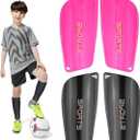 2 Pair Soccer Shin Guards Kids Youth, Shin Pads for 3-15 Years Old Boys and Girls Football Games EVA Cushion Protection Reduce Shocks and Injuries Lightweight Equipment (Small)