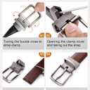 BULLIANT Men's Belt,Reversible Belt Adjustable For Gift Men 1.25”-Cut For Fit-2 Sides in 1 Belt(Not 2)(Black/Light Brown,44"-46" Waist Adjustable)