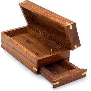 TOSQP27 Secret Enigma Brainteaser Puzzle Box Case Holder with Hidden Compartment Wooden Unique Brain Teaser Box for Gift Money Conceal Cash