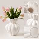 White Ceramic Vase, 8.2 Inch Modern Boho White Flower Vase for Home Decor, Unique Vase for Farmhouse Living Room Cabinet Table Centerpieces Wedding Decorations
