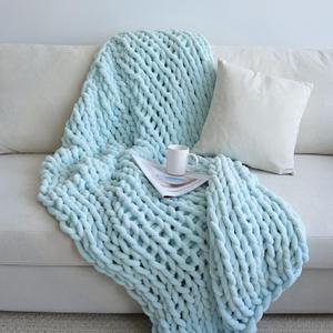 Maetoow Chenille Chunky Knit Blanket Throw 5060 Inch, Handmade Warm & Cozy Blanket Couch, Bed, Home Decor, Soft Breathable Fleece Banket, Christmas Thick and Giant Yarn Throws, Baby Blue