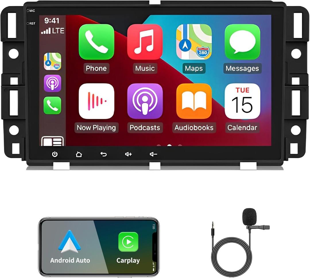 Car Stereo Radio Upgrade for Chevrolet Chevy GMC Buick 2007 2008 2009 2010 2011 2012 2013, 8" IPS Touchscreen Android 13 Car Radio with Wireless CarPlay Android Auto GPS Navigation WiFi Bluetooth