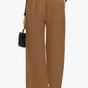 FUNYYZO Wide Leg Pants Women's High Elastic Waisted in The Back Business Work Trousers Long Straight Suit Pants M
