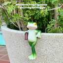 Tipsy Frog Pot Hugger, Frog Garden Decor Outdoor Statue, Resin Frog Figurines for Plant Decorations, Miniature Garden Frogs Gift for Nature Lovers (Brown)