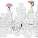 24Pcs Glass Bud Vase Set,Small Flower Vase for Tables Centerpieces Decor, Mini Vintage Clear Vase for Home,Wedding,Party Decorations