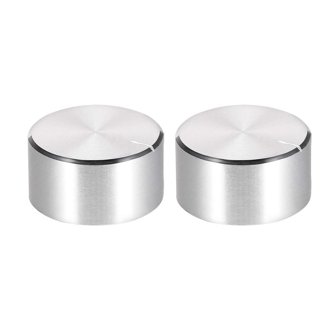 uxcell 2pcs Potentiometer Knob Knurled Shaft Silver Tone Aluminum Smooth Surface Rotary Knob 25mmx13mm Volume Control Knob