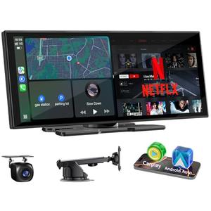 Upgraded 11" CarPlay Screen for Car, Built-in Net-Flix/YouTube/TikTok and Other Apps (No Mirroring Needed), Wireless Car Stereo for Apple Carplay & Android Auto with HD Backup Camera,OTA Updates