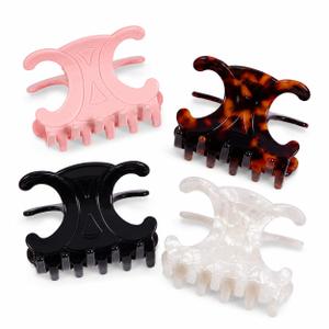 Premium Durable Acetate Butterfly Hair Clips, Celine Hair Clip, 4 Pack Medium Size Acetate Hair Claw Clips with Secure Hold,Perfect for Updos,Perfect for Updos (2.76 x 1.66 in)