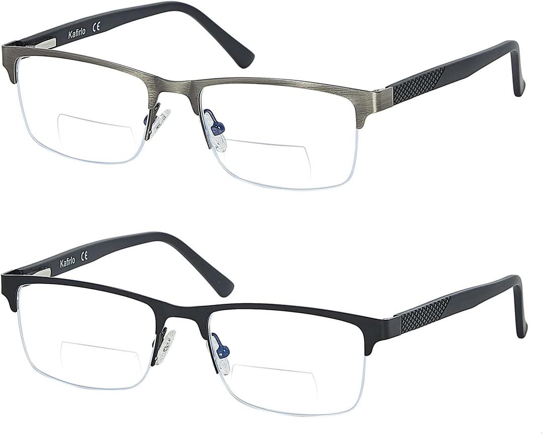 Bifocal No Line Progressive Multifocus Reading Glasses Men Multifocal Reader Blue Light Computer Metal Frame Eyeglass