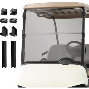 EZGO RXV Windshield, EZGO Golf Cart Windshield Suitable for 2008-Up EZGO RXV Golf Cart, Folding Tinted Windshield Replacement with Windshield Clips, PC UV Resistant
