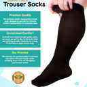 Winterlace Womens Queen Size Trouser Socks, 6 Pairs Knee High Dress Socks Stretchy Silky Soft (Black)