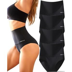 FINETOO Light Tummy Control Underwear Women High Waisted Briefs Plus Size Shapewear Under Dress Ladies Panties, M, 4 Pieces