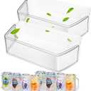DA97-17255A Refrigerator Door Bin, Replace DA63-08688A Refrigerator Door Shelf Right, for samsung Door Bin RF265BEAESR, RF265BEAESG, RF262BEAESR (See Figure 6), 2 Pack, with 2 Soda Can Organizer