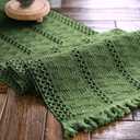 Macrame Table Runner Green Boho Table Runners with Tassels Hand Woven Cotton Table Runner Rustic Farmhouse Table Runners for Bohemian Kitchen Dining Table(12x48in)