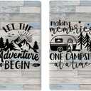 Camper RV Kitchen Dish Towels Set of 2, Making Memories One Campsite at Time Drying Hand Towel Baking Cooking Cloth, Camping Adventure Farmhouse Bathroom Home Decoration 18 x 26 Inches