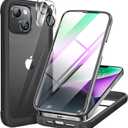 Miracase Designed for iPhone 14 Case 6.1 inch, [Built-in Tempered Glass Screen Protector] [Bubble Free] Full-Body Protective Bumper Phone Case with Camera Lens Protector, Black