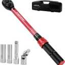 3/8-Inch Drive Click Torque Wrench, Dual-Direction Adjustable Torque Wrench (5-50ft.lb/6.8-68N/m),Torque Wrench with Extension Bar&Spark Plug Sockets for car and Motorcycle Maintenance