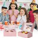 COTOPHER 30Pcs Cookie Boxes with Ribbons, 9x6x3 Inch Bakery Boxes with Window, Pink Treat Containers for Pastries, Chocolate Covered Strawberries, Dessert, Easter Candy, Muffins, Donuts