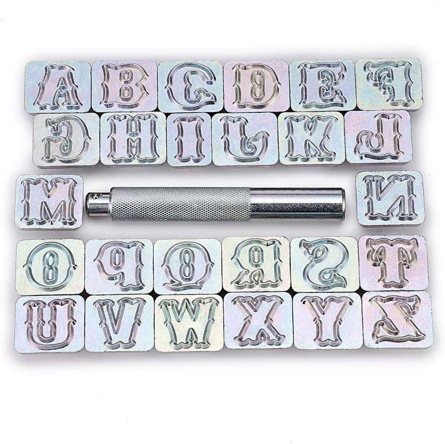 OwnMy Capital Letters Stamp Set, 3/4 / 19mm Alphabet Stamp Tools Set Leather Craft Stamping Tools Leather Art Craft Tool (19mm - 27pcs)
