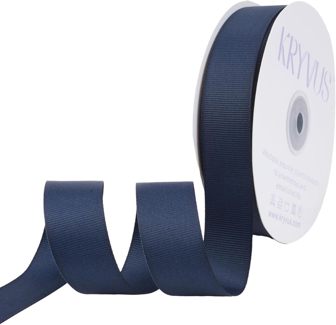 Navy Blue Ribbon, Grosgrain Ribbon 1 Inch x Continuous 50 Yards, Navy Blue Grosgrain Ribbon for Crafts, Gift Wrapping, Hair Accessories, Wedding Decor, Sewing and Bow Making
