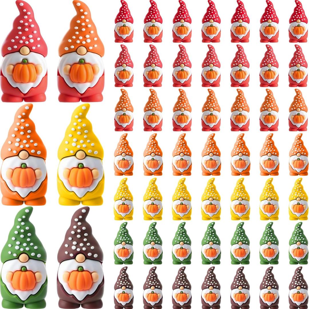 DoubleFill 50 Pcs Thanksgiving Pumpkin Gnomes Figures Fall Autumn Gnomes Figurines Decorations for Fall Table Decor Tiered Tray Table Centerpieces Harvest Party Favors Gift to Hide and See