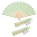 SL crafts 34pcs Paper Hand Fan Bamboo Handheld Folding Fans with Organza Bags and Thank You Tags Home Decorative Wedding Party Favors (Light green)