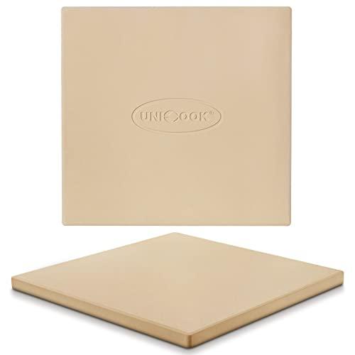 Unicook Pizza Stone for Oven and Grill, 12 inch Square Bread Baking Stone, Cordierite Baking Pan, Thermal Shock Resistant, Making Crispy Crust Pizzas, Bread, Cookie and More, Missing Cutter