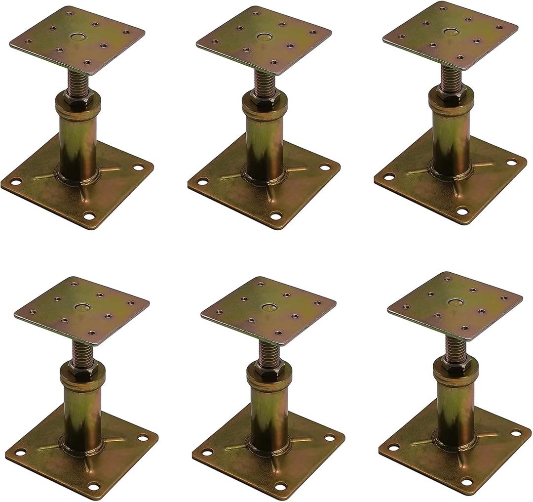 Adjustable 4 1/3" - 7" House Floor Jacks Mini Screw Post Pole for Leveling, Galvanized, 6 Pack