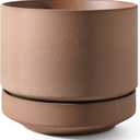 LE TAUCI Large 14 Inch Plant Pot with Saucer | Ceramic Outdoor & Indoor Big Planter Pot | Drainage Hole, Mesh Pad & Plug | Unglazed Porous | Modern Minimalist for Home and Patio  Terracotta Color