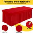 Smiry Spandex Tablecloth, Elastic Fitted Stretch Tablecloth for 6FT Rectangle Tables, Waterproof Washable Table Cover Skirt for Outdoor, Wedding, Banquet & Parties (Red, 72Lx30Wx30H Inch)