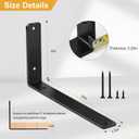 6 Pack - L 10" x H 6" x W1.5, 5mm Thick Black L Shelf Bracket, Iron Shelf Brackets, Metal Shelf Brackets, Floating Shelf, Shelf Supports with Screws