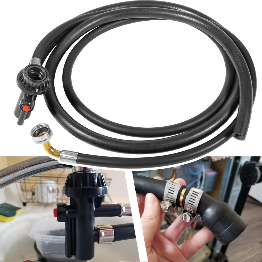 6FT WD24X10066 WD24X10043 Portable Dishwasher Drain and Fill Hose Unicouple Assembly for GE 2813323 AP5789090 PS8746200 WD24X10043