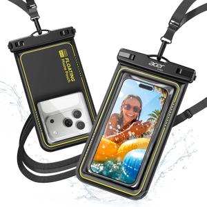 acer 2 Pack Marine Tech - Waterproof Phone Pouch Floating, IPX8 Waterproof Phone Case [Cell-Foam&Sensitive Touch] Beach/Cruise/Kayak/Ship Essentials for iPhone 17/16/15 Pro Max, Galaxy S25 Ultra - 7"