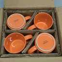 Coffee Mugs Set of 4, Stoneware Coffee Cups with Comfortable Handle, 16oz Ceramic Mugs for Kitchen & Office, Dishwasher & Microwave Safe - Orange