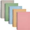 Paper Junkie 5 Pack 6x8 inch Spiral Journals - Small Notebooks Bulk with 120 Lined Pages Notebook for Work, Students, School, Writing (5 Colors Kraft Paper Covers)